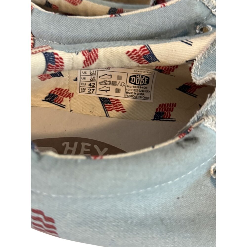 Hey Dude Wally American Denim Stripe women’s Lightweight Slip-On Loafers L11 M9 - Picture 4 of 10